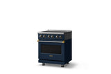 30"W. Electric Range (Finish: Slate Blue, Trim: Brushed Brass)