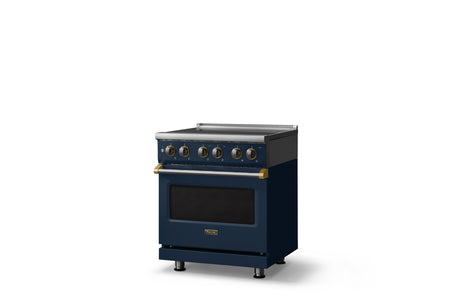 30"W. Electric Range (Finish: Slate Blue, Trim: Brushed Brass)