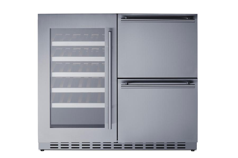 36" Wide Combination Wine Cellar & 2-drawer Refrigerator, ADA Compliant