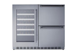 36" Wide Combination Wine Cellar & 2-drawer Refrigerator, ADA Compliant