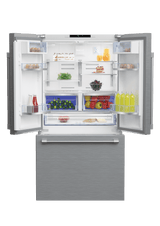 36" French Three-Door Stainless Steel Refrigerator with auto Ice Maker, Water Dispenser