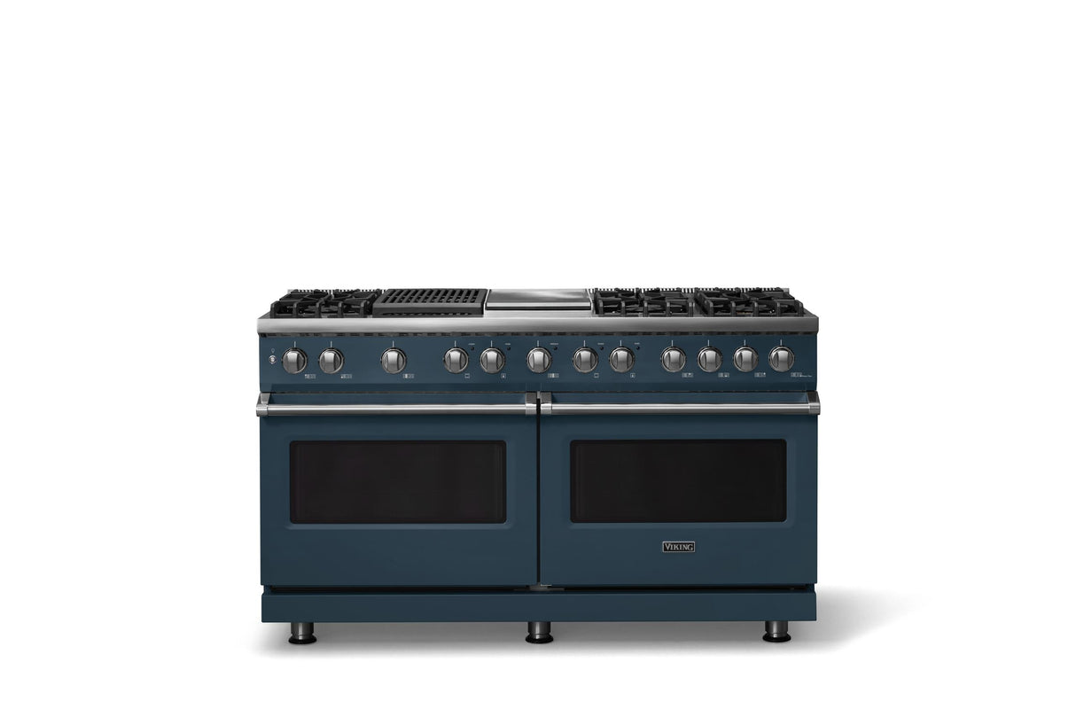 60"W.Dual Fuel Range (Finish: Squall, Trim: Polished Chrome, Fuel: Natural Gas)