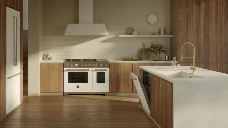 Bertazzoni Master Series 36 in. 26.2 Cu. Ft. Bianco Matt with Gold Accents Counter Depth French Door Refrigerator