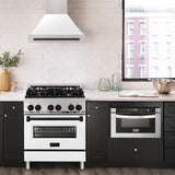 30 in. ZLINE Autograph Edition DuraSnow Stainless Steel Range Hood with White Matte Shell and Accented Handle (8654SNZ-WM30) [Color: Matte Black]