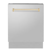 ZLINE Autograph Edition 24" 3rd Rack Top Control Tall Tub Dishwasher in Stainless Steel with Accent Handle, 51dBa (DWVZ-304-24) [Color: Gold]