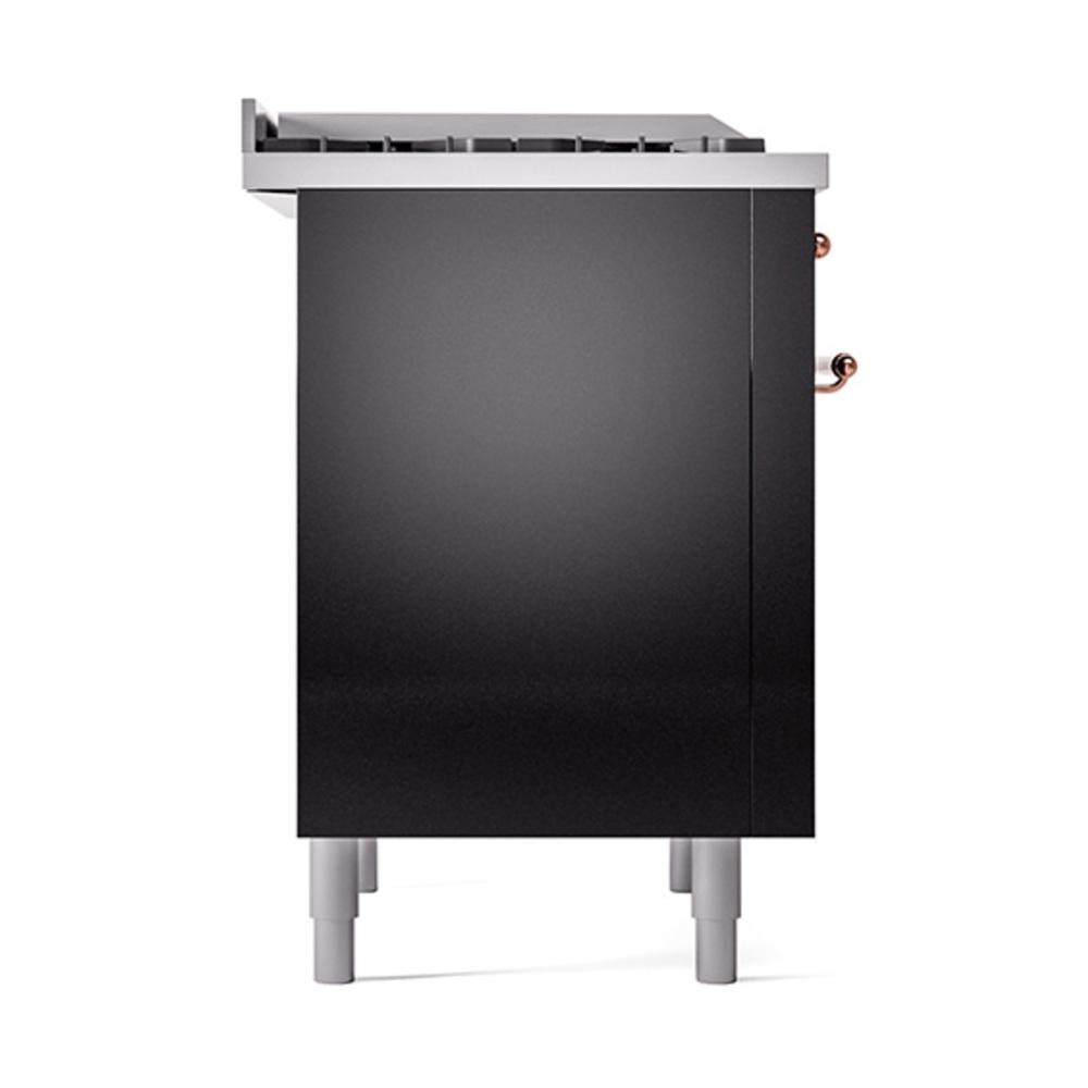 ILVE UN36FQNMPBKP Nostalgie II Noblesse 36 inch Dual Fuel Range (Natural Gas, Solid Door, Glossy Black, Copper)