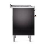 ILVE UN36FQNMPBKP Nostalgie II Noblesse 36 inch Dual Fuel Range (Natural Gas, Solid Door, Glossy Black, Copper)