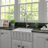 ZLINE 24 in. Venice Farmhouse Apron Front Reversible Single Bowl Fireclay Kitchen Sink with Bottom Grid in White Matte (FRC5120-WM-24)