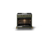 36"W. Dual Fuel Range (Burner: 4g, Finish: Martini, Trim: Polished Chrome, Fuel: Propane)