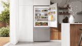 100 Series, free-standing fridge-freezer with freezer at bottom, Brushed steel (with anti-fingerprint), Total No Frost