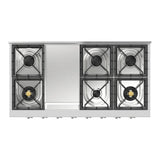 ILVE UHCP48FNSSCLP Nostalgie II 48 inch Built-In Gas Rangetop with Griddle, in Stainless Steel (Liquid Propane, Chrome)