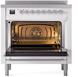 Nostalgie II 36 Inch Electric Freestanding Range in White with Chrome Trim