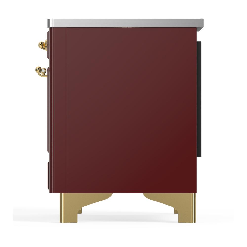 ILVE UMDIB40QNR3BUG Majestic III 40 inch Induction Range with 6 Elements, 3.82 cu. ft. Total Oven Capacity (Solid Door, Burgundy, Brass)