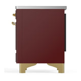 ILVE UMDIB40QNR3BUG Majestic III 40 inch Induction Range with 6 Elements, 3.82 cu. ft. Total Oven Capacity (Solid Door, Burgundy, Brass)