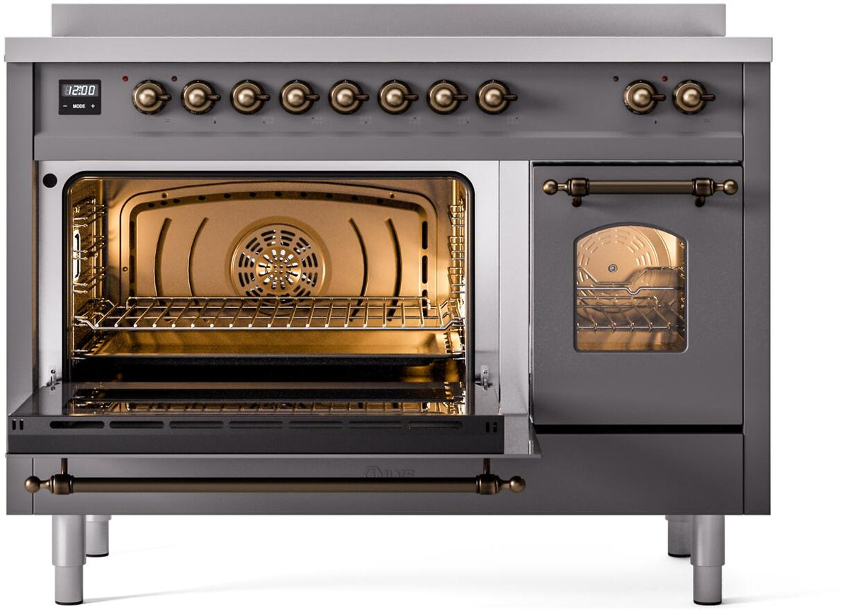 Nostalgie II 48 Inch Electric Freestanding Range in Matte Graphite with Bronze Trim