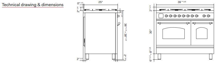 Nostalgie II 40 Inch Dual Fuel Liquid Propane Freestanding Range in Glossy Black with Bronze Trim
