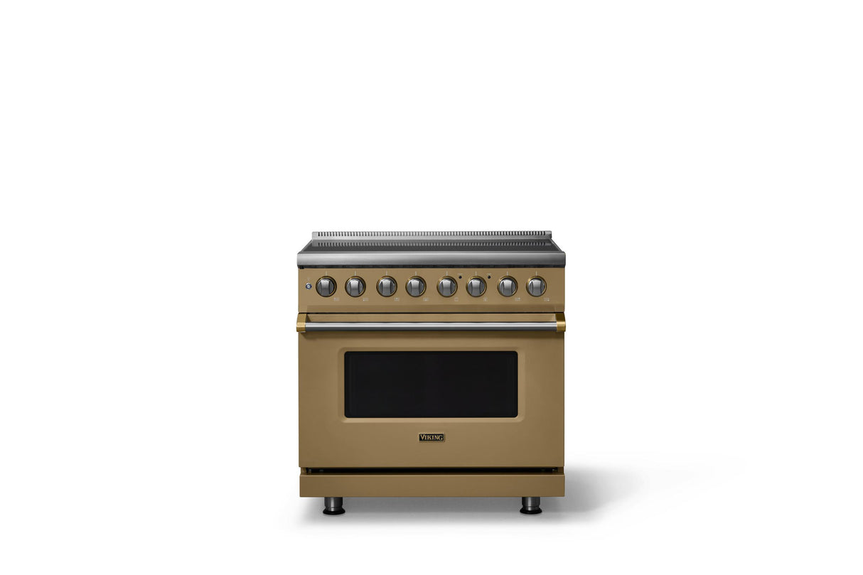 36"W. Induction Range (Finish: Golden Hour, Trim: Brushed Brass)