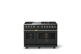 48"W. Dual Fuel Range (Burner: 6g, Finish: Antique Bronze, Trim: Brushed Brass, Fuel: Propane)