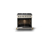 36"W. Dual Fuel Range (Burner: 6b, Finish: Pure White, Trim: Polished Chrome, Fuel: Propane)