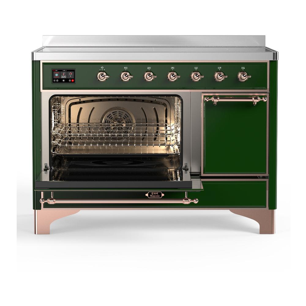 ILVE UMIB48QNR3EGP Majestic III 48 inch Induction Range with 6 Elements, 5.02 cu. ft. Total Oven Capacity (Solid Door, Emerald Green, Copper)