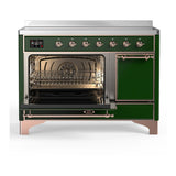 ILVE UMIB48QNR3EGP Majestic III 48 inch Induction Range with 6 Elements, 5.02 cu. ft. Total Oven Capacity (Solid Door, Emerald Green, Copper)