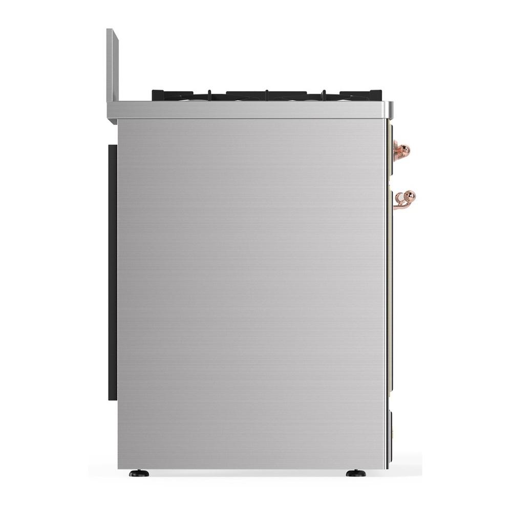 ILVE UM30QNR3SSP Majestic III 30 inch Dual Fuel Range with 5 Black Brass Burners, Dual Function Burner up to 25,000 BTU (Natural Gas, Solid Door, Stainless Steel, Copper)