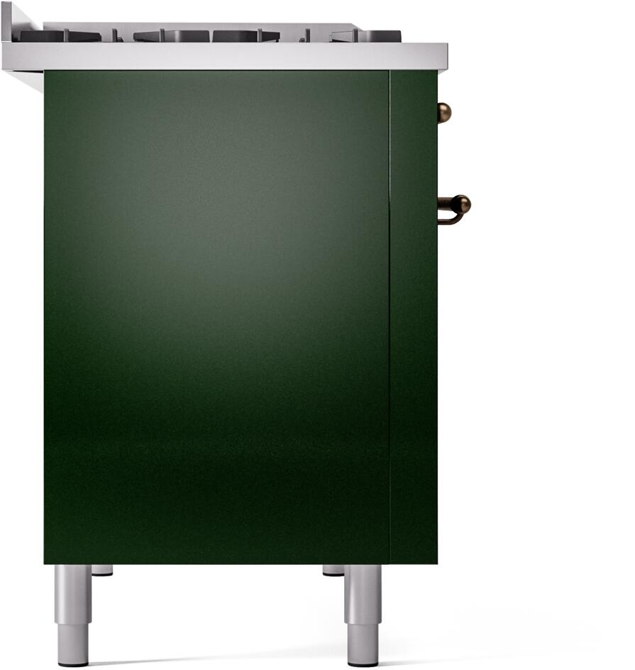 Nostalgie II 48 Inch Dual Fuel Liquid Propane Freestanding Range in Emerald Green with Bronze Trim