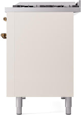 Nostalgie II 48 Inch Dual Fuel Liquid Propane Freestanding Range in Antique White with Bronze Trim