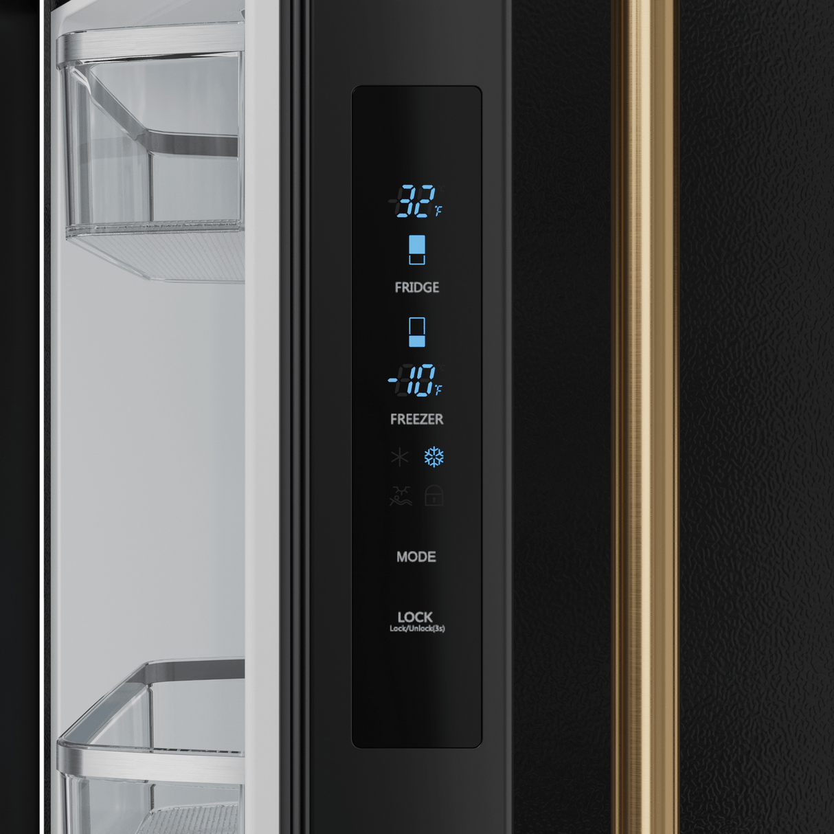 30 Inch 17.5 Cu Ft French Door Counter Depth Refrigerator With Ice Maker In Black/bronze  Gordon Ramsay Series