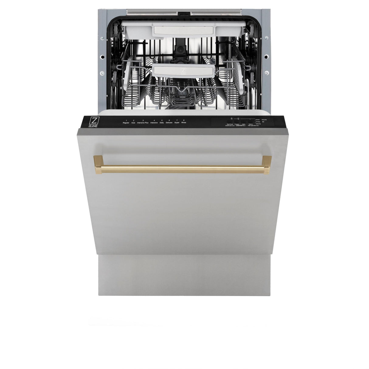 ZLINE Autograph Edition 18 Compact 3rd Rack Top Control Dishwasher in Stainless Steel with Accent Handle, 51dBa (DWVZ-304-18) [Color: Champagne Bronze]
