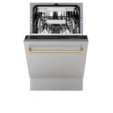 ZLINE Autograph Edition 18 Compact 3rd Rack Top Control Dishwasher in Stainless Steel with Accent Handle, 51dBa (DWVZ-304-18) [Color: Champagne Bronze]