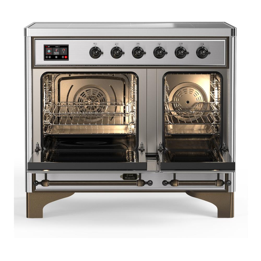 ILVE UMDIB40QNR3SSB Majestic III 40 inch Induction Range with 6 Elements, 3.82 cu. ft. Total Oven Capacity (Solid Door, Stainless Steel, Burnished)