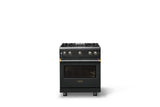 30"W. Sealed Burner Gas Range (Finish: Antique Bronze, Trim: Brushed Brass, Fuel: Propane)