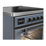 ILVE UMIB30NR3BGB Majestic III 30 inch Induction Range with 4 Elements, 4 cu. ft. Oven Capacity (Triple Glass Door, Blue Grey, Burnished)