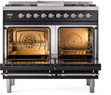 Nostalgie II 40 Inch Dual Fuel Liquid Propane Freestanding Range in Glossy Black with Chrome Trim
