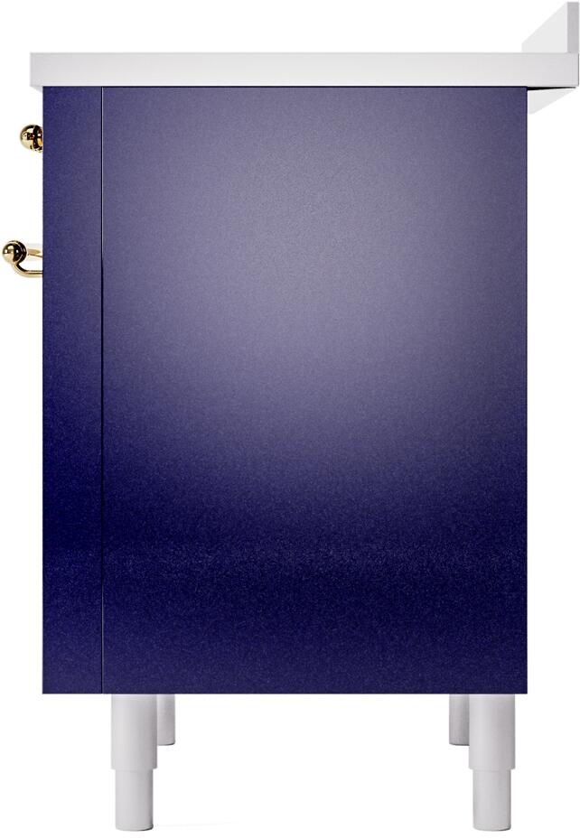 Nostalgie II 36 Inch Electric Freestanding Range in Blue with Brass Trim