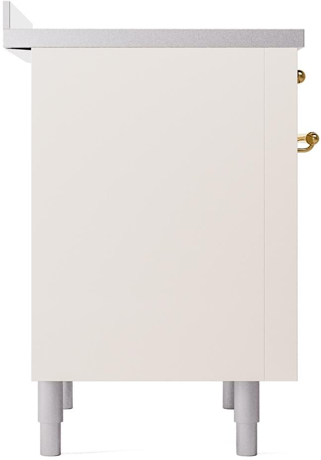 Nostalgie II 36 Inch Electric Freestanding Range in Antique White with Brass Trim
