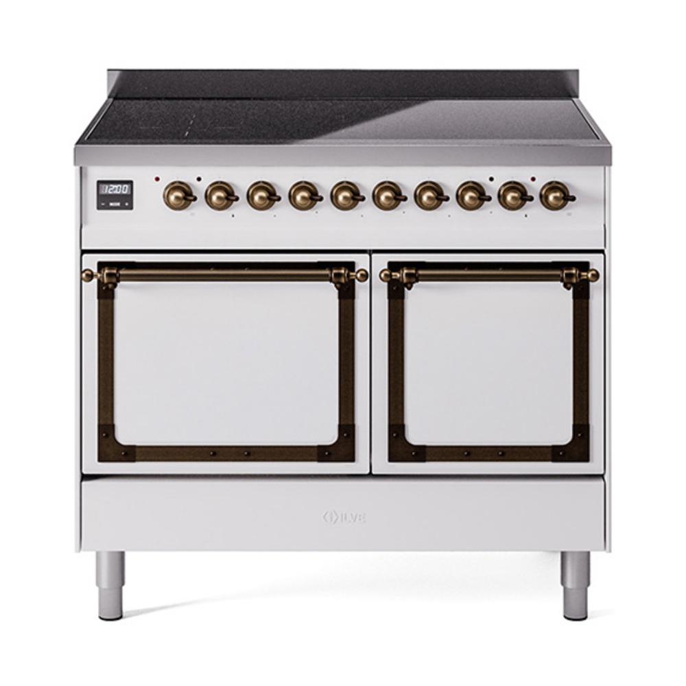 ILVE UNDI406QNMPWHB Nostalgie II Noblesse 40 inch Induction Range (Solid Door, White, Burnished)