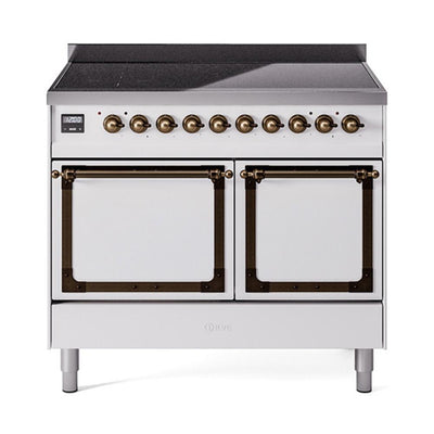 ILVE UNDI406QNMPWHB Nostalgie II Noblesse 40 inch Induction Range (Solid Door, White, Burnished)
