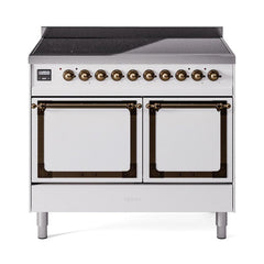ILVE UNDI406QNMPWHB Nostalgie II Noblesse 40 inch Induction Range (Solid Door, White, Burnished)