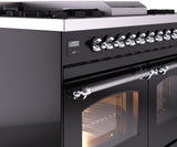 Nostalgie II 40 Inch Dual Fuel Liquid Propane Freestanding Range in Glossy Black with Chrome Trim