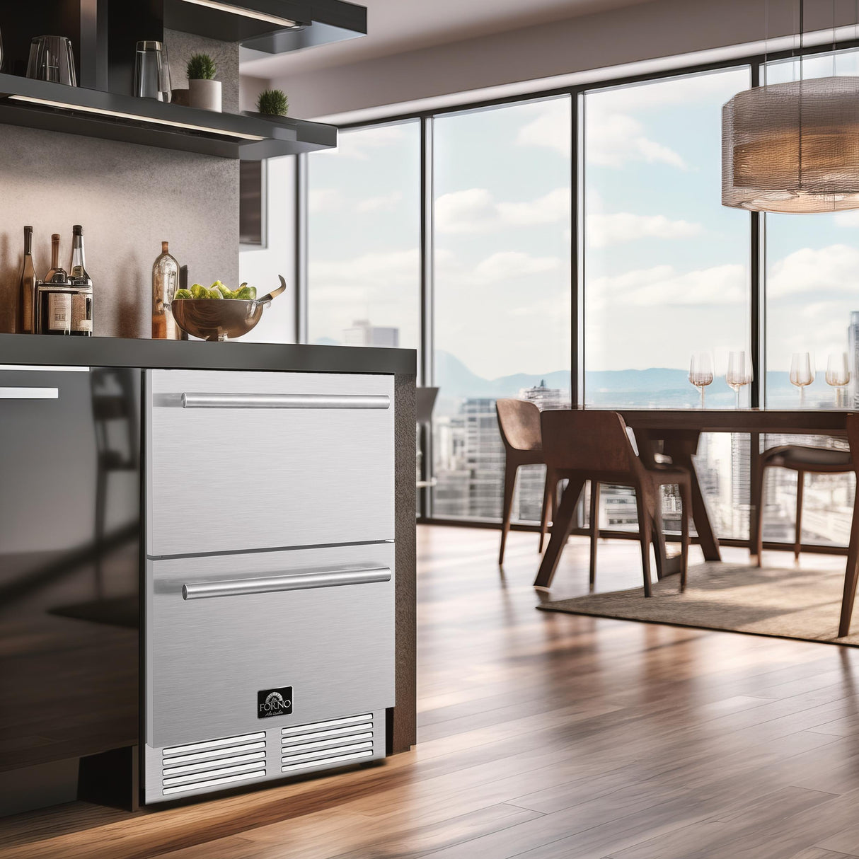 Forno Cosenza 24" Built-In Indoor/Outdoor Drawer Freezer with Ice Maker, 4.69 cu.ft.