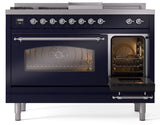 Nostalgie II 48 Inch Dual Fuel Natural Gas Freestanding Range in Blue with Chrome Trim