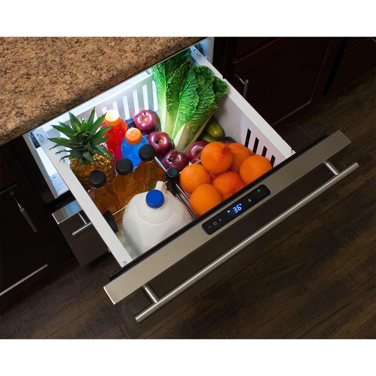 24-In Built-In Refrigerated Drawers with Door Style - Stainless Steel, Door Swing - Field Reversible