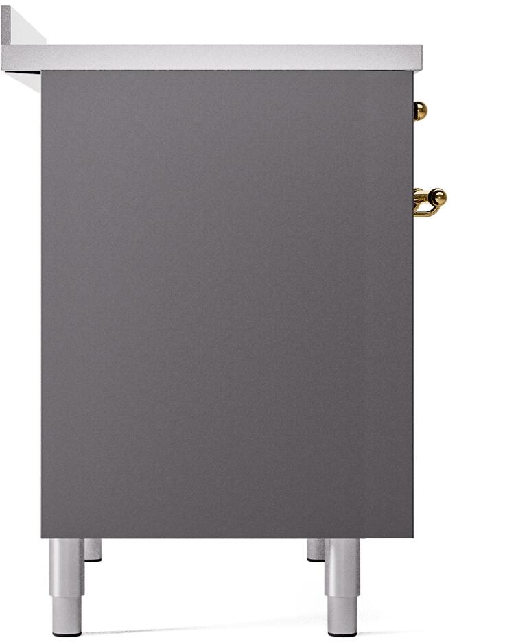 Nostalgie II 40 Inch Electric Freestanding Range in Matte Graphite with Brass Trim