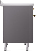 Nostalgie II 40 Inch Electric Freestanding Range in Matte Graphite with Brass Trim