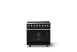 36"W. Induction Range (Finish: Onyx, Trim: Brushed Brass)
