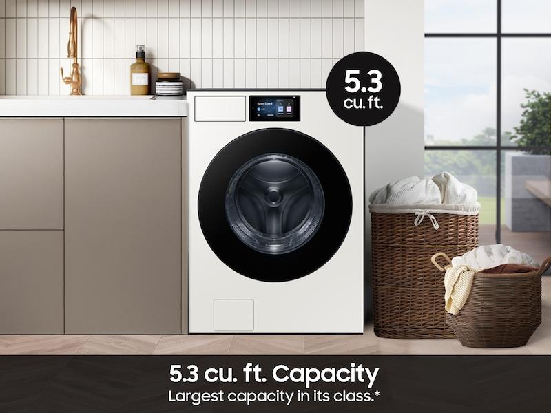 5.3 cu. ft. Bespoke AI Ultra Capacity Front Load Washer with AI Home and AI OptiWash+ in Ivory
