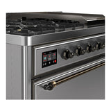 ILVE UM48FQNR3SSB Majestic III 48 inch Dual Fuel Range with 8 Burners and Griddle, Dual Function Burner up to 25,000 BTU (Natural Gas, Solid Door, Stainless Steel, Burnished)