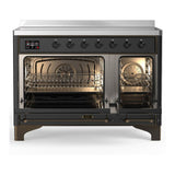 ILVE UMIB48QNR3MGB Majestic III 48 inch Induction Range with 6 Elements, 5.02 cu. ft. Total Oven Capacity (Solid Door, Graphite Matte, Burnished)